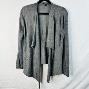 Eileen Fisher Gray Knit Open Front Cardigan Sweater Drape‎ Small Warm